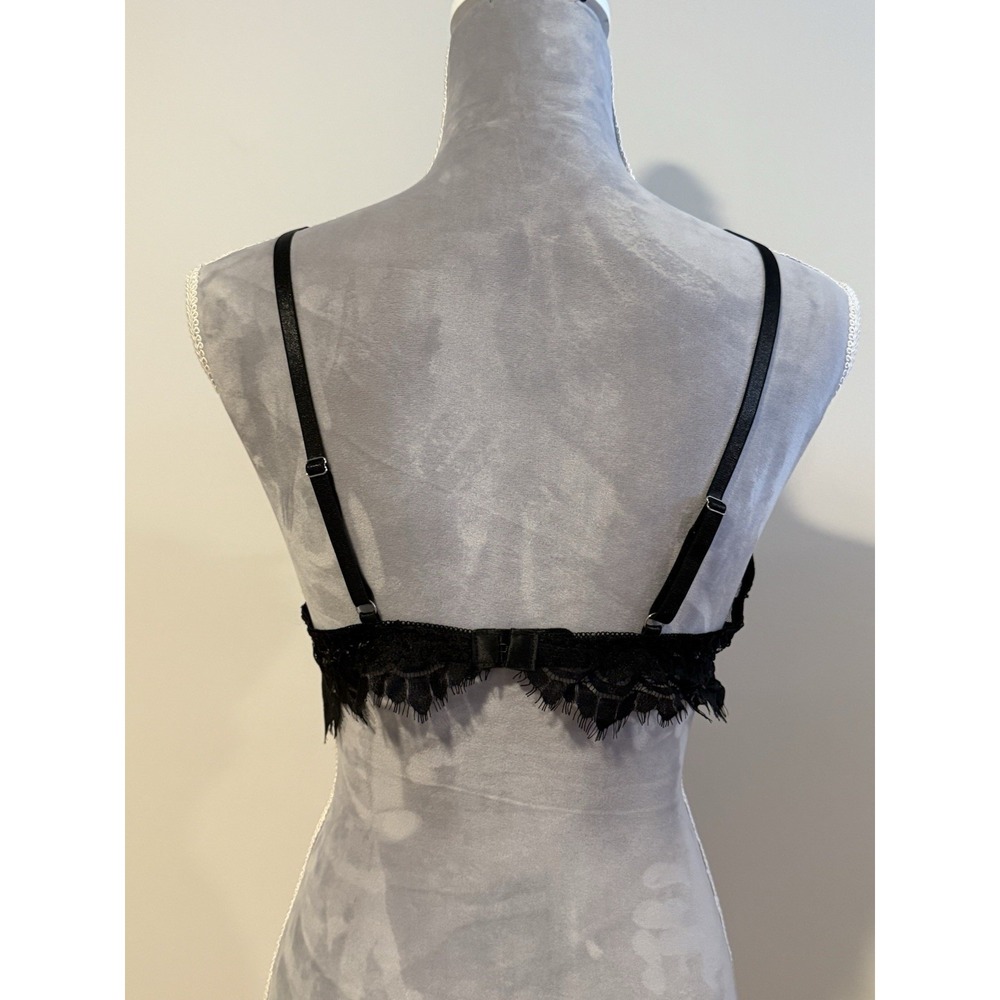 Women's Sz LG Black Lace Open Bust Cupless Bra Tops‎ Hollowed Out  Bralette - Picture 5 of 6